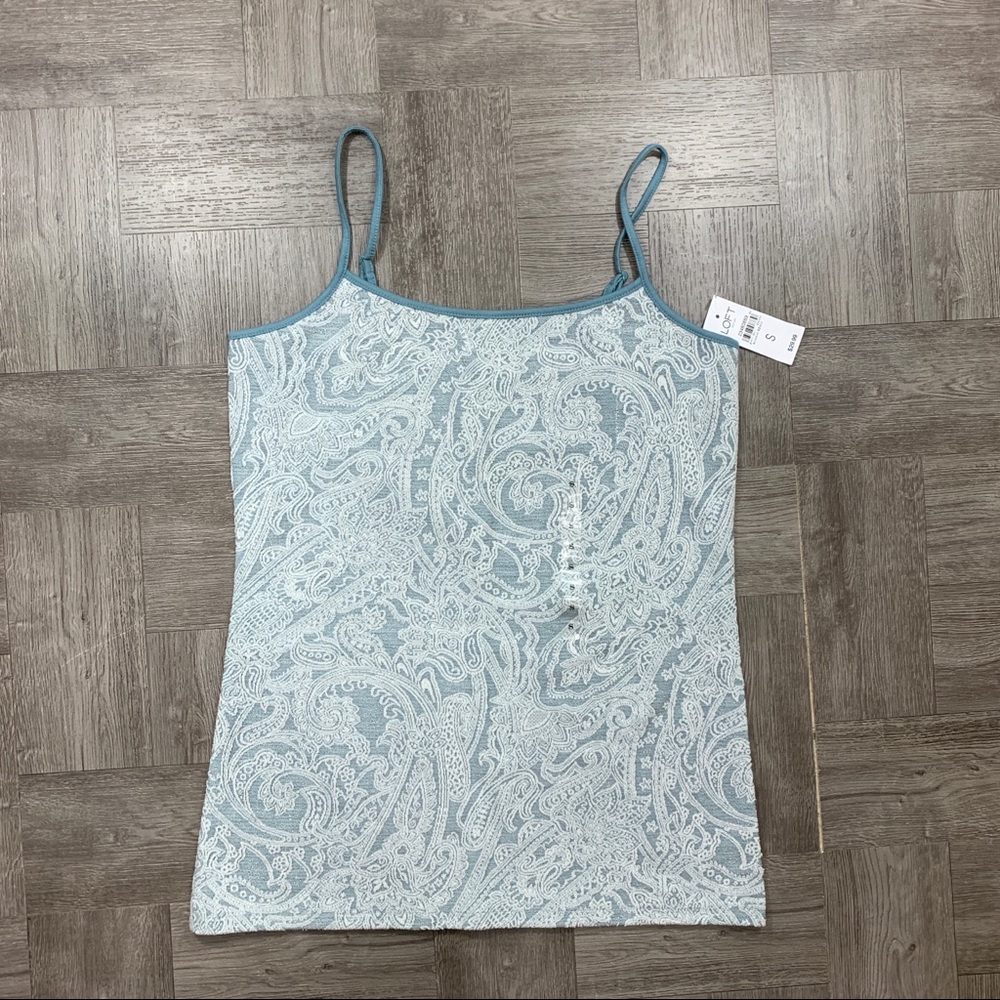 Ann Taylor LOFT teal Cami TankTop Lace Overlay NWT